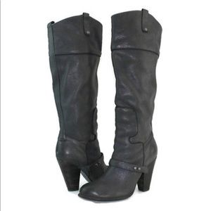 Sam Edelman Naharra Gray Leather Knee High Boots